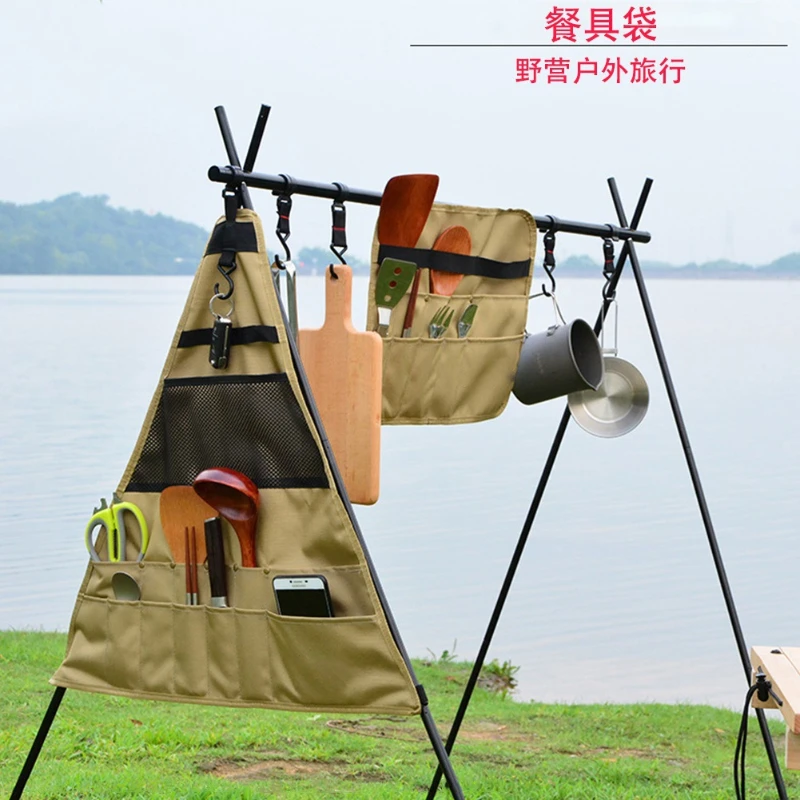 

900D Oxford Cloth Outdoor Camping Picnic Tableware Storage Bag Portable Barbecue Cutlery Organizer Hanging Holder Bags