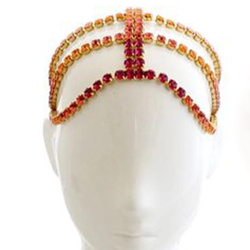 Stonefans Multi-layer Colorful Pendant Bridal Headband Rhinestone Head Chain Hollow Hair Accessories Headpiece Cap Hat Jewelry