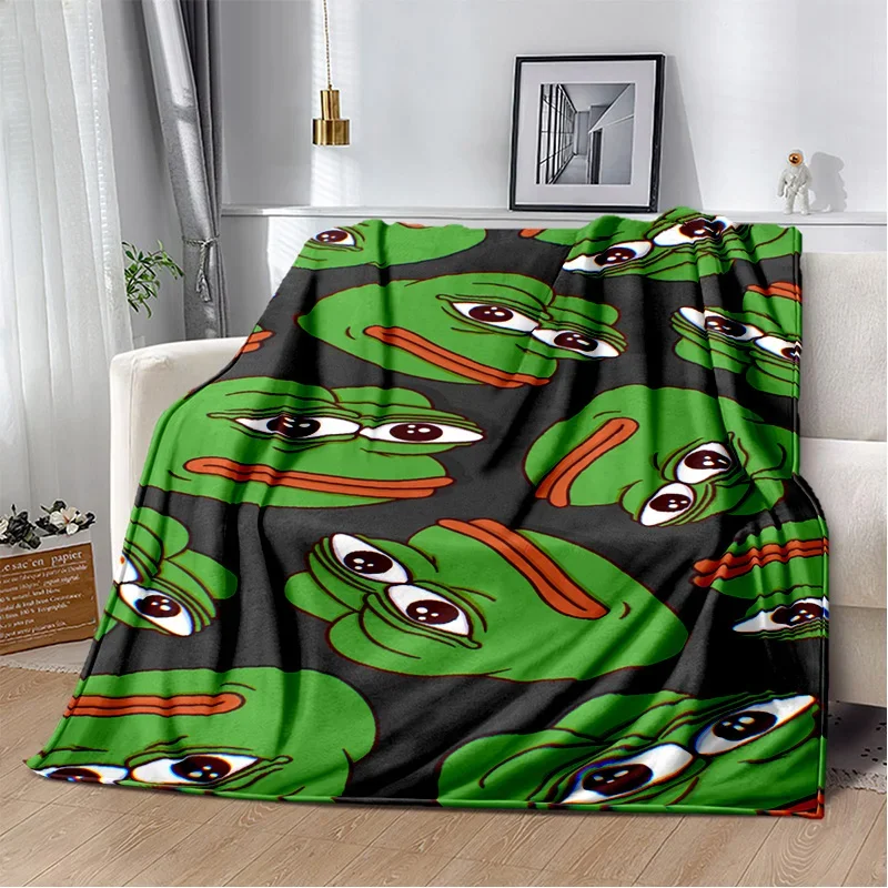 3D Pepe The Frog Face Cartoon Blanket,Soft Throw Blanket for Home Bedroom Bed Sofa Picnic Travel Office Rest Cover Blanket Kids 5