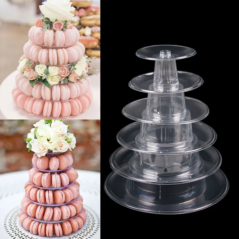 Himmy 6 Tiers Round Macaron Tower Stand Cake Display Rack for Christmas Wedding Birthday Party Decor 