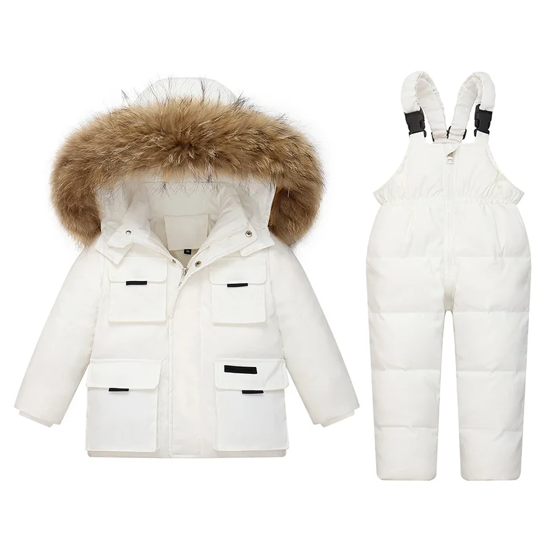 

-30 Degree 2023 Russian Winter Children Clothes Set Waterproof Down Jacket For Girls Kids Jumpsuit Boy Overalls Snowsuit