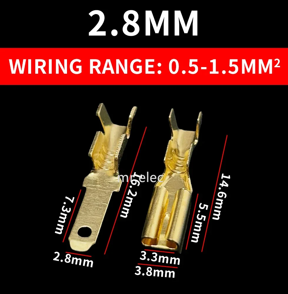 100Pcs 2.8mm 4.8mm 6.3mm Plug Spring Female Male Spade Cold Crimp Terminals Car Speaker Electrical Wire Connectors Set wire connector terminals,wire connector,electrical connectors,electrical connector,cable connector,speaker terminal connector
