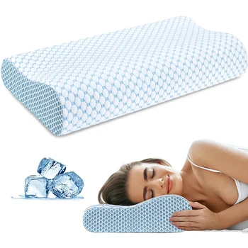 1 cuscino in memory foam con sensazione di freschezza, cuscino cervicale ortopedico ergonomico 2 in 1 per il dolore al collo, cuscino di supporto per il sonno 1