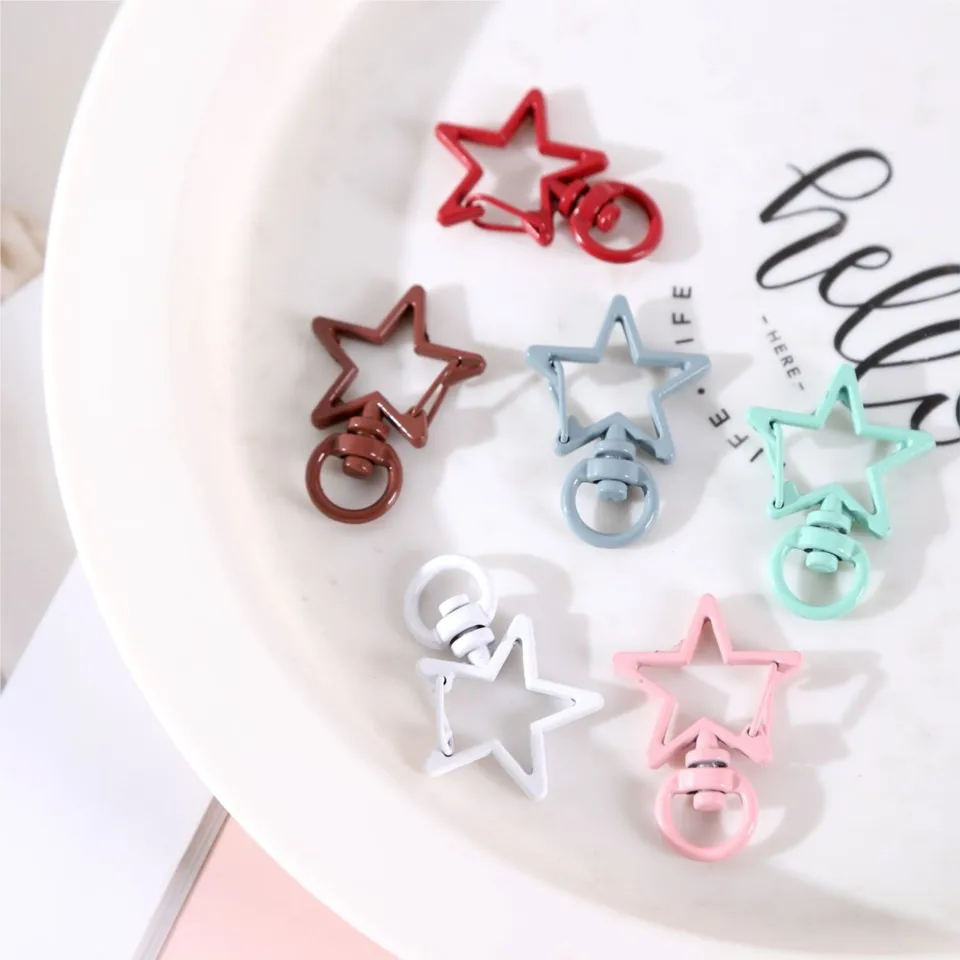 50 Moschettoni E Fermagli Per Gioielli Fai Da Te – 10 Forme Diverse – Stella, Cuore, Gatto, Luna – Metallo Colorato