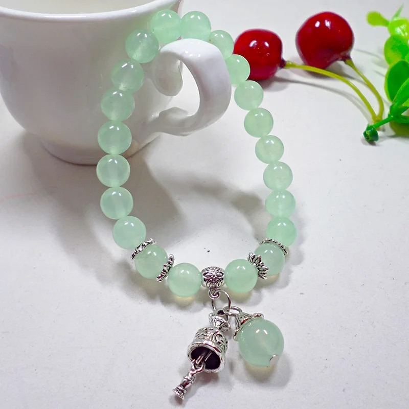 Crystal Chalcedony Bracelet Women's Pink Chalcedony Candy Color Ceramic Cat Handmade Beaded Bracelet Handmade Jewelry