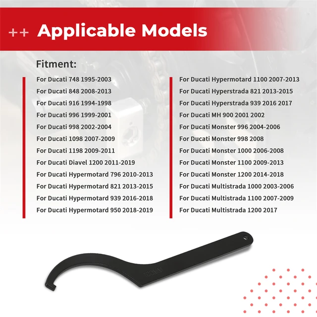Strumento Regolazione Catena Per Ducati 748 848 916 998 1098 1199 - Con Impugnatura Antiscivolo Rossa