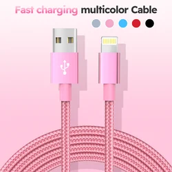 Premium Nylon Braided Fast Charging & Data Transmission Cable - [MFi Certified] - 2m (PINk)