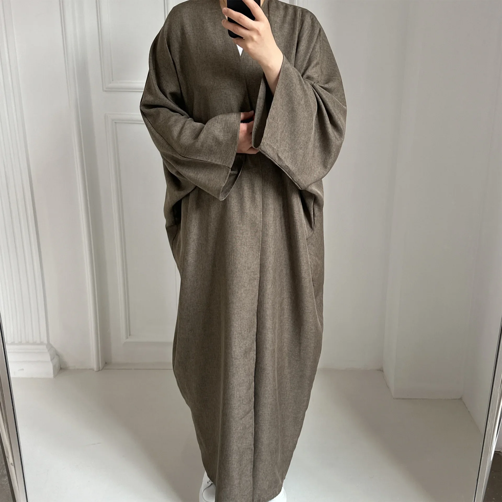 Eid Kimono Abaya for Summer Dubai Plain casual Cotton Linen Open Abayas Turkey Muslim Modest Long Dress Kaftan Islamic Outfit