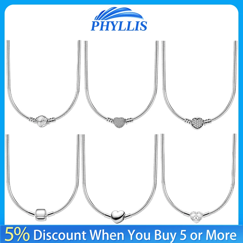 Silver necklace 925 sterling silver classic heart shaped women's suitable for pendant fashion pendant jewelry DIY gift