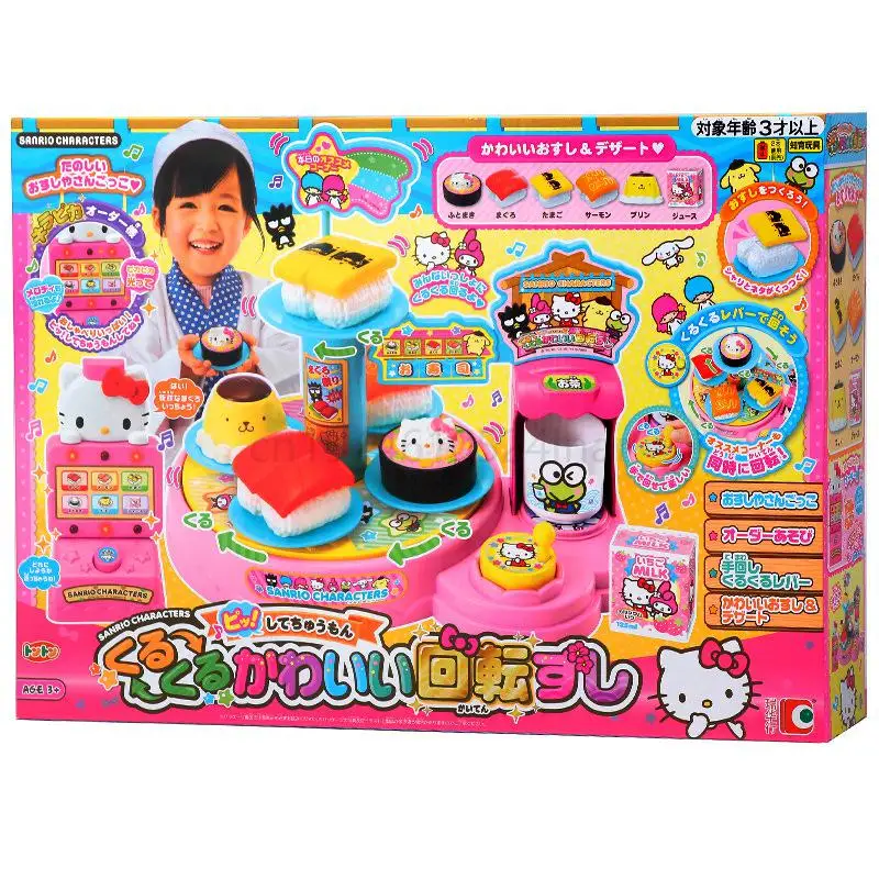 Sanrio Hello Kitty Kawaii Sushi Table Play House Kitchen Set Girls Eat Toys Anime Figure Pretend Play Toy For Children Girl Gift 5