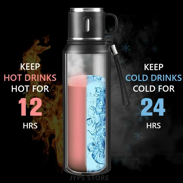 Bouteille isotherme à café en acier inoxydable de grande capacité avec filtre à thé, flacons de voyage, tasse, garde au chaud et au froid, 1L, 1500ml 4