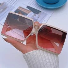 

Vintage Oversized Square Sunglasses For Women New Fashion Gradient Elegant Sun Glasses Female Half Frame Big Frame Shades Black