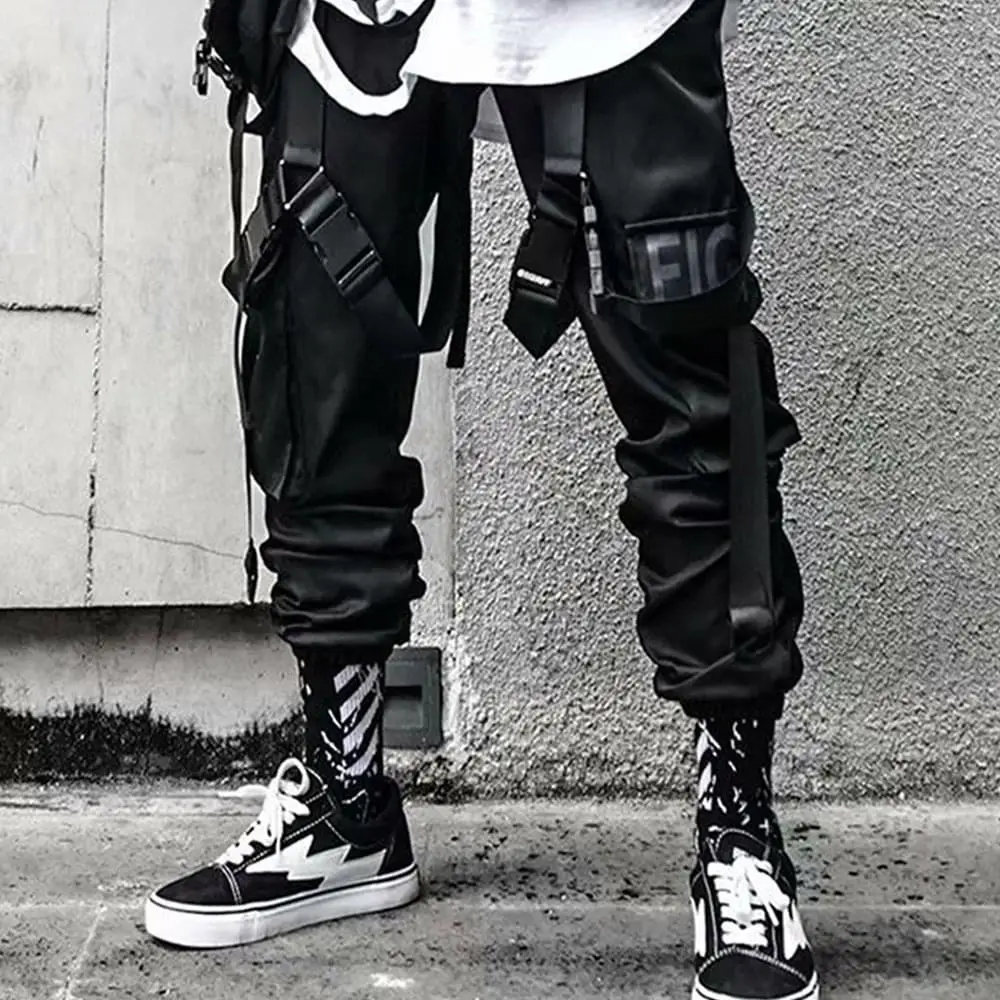 

Men's Joggers Cargo Pants Men Hit Color Pocket Trousers sports Streetwear Tactical Techwear Letter Ribbon Cargo Harem Sweatpants