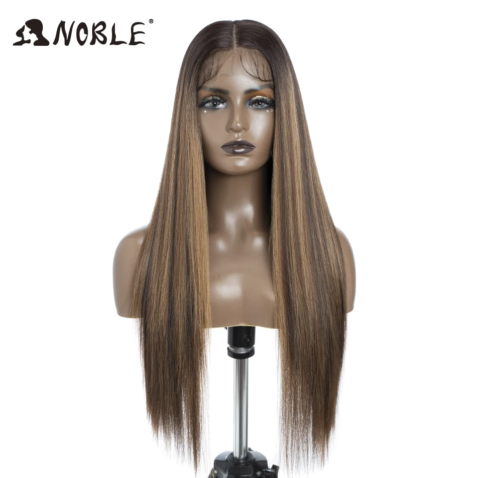 Lace Front Wig Noble Synthetic 30Inch 13X7 Straight Blonde Ombre Glueless Wigs For Women Cosplay Lace synthetic