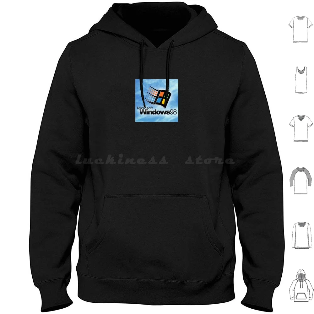 Windows 98 Felpe Con Cappuccio Finestre A Maniche Lunghe 98 Windows Microsoft Steve Jobs Windows 10 Technolohy Bill Gates