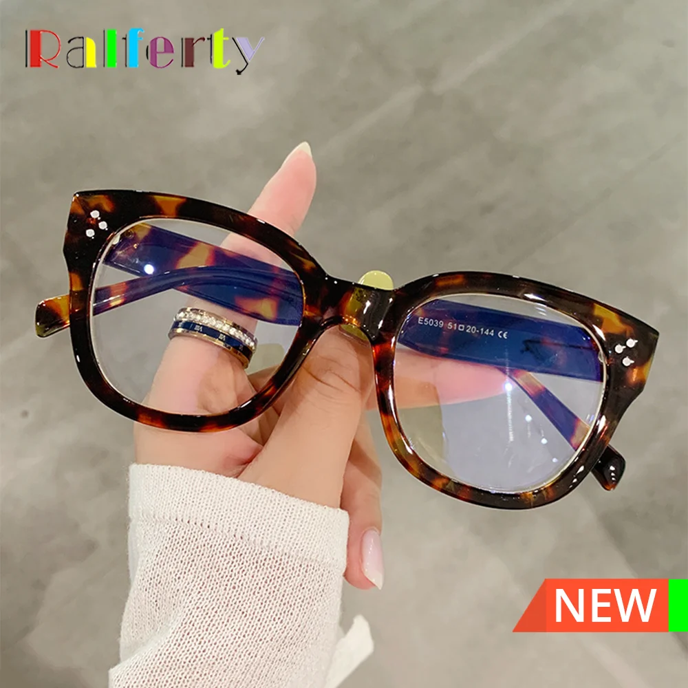 Ralferty Vintage Oversized Glasses Frame Women Men Anti Blue Light Coating Myopia Optic Prescription Eyeglass Frame 0 Diopter anti blue light glasses eyewear frames eyeglasses frames