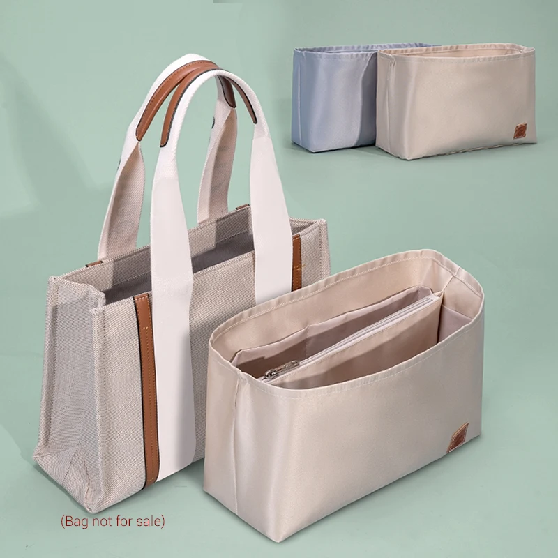 Satin Nylon Purse Organizer Insert, Makeup Bag Linner with Zipper,Women