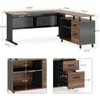 63 Inch Large Office Desk L Shaped Computer Desk with Drawers and Storage Shelves, Business Furniture Desk Workstation 5