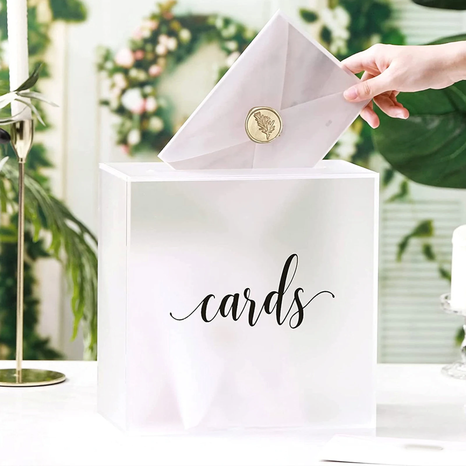 Description Picture 6 of itemLarge Acrylic Wedding Reception DIY Envelope Gift Card Box Sign for Birthday Decorations Anniversary Shower Party Supplies