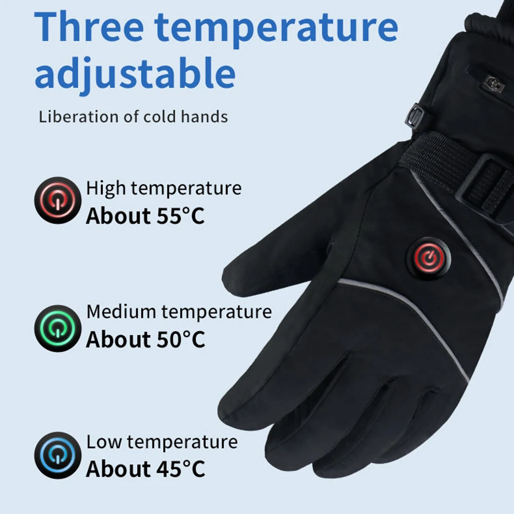DC Plug in Winter Warm Electric Heated Gloves Heated Gloves Heating Thermal Gloves Touch Screen Winter Ski Gloves for Women Men