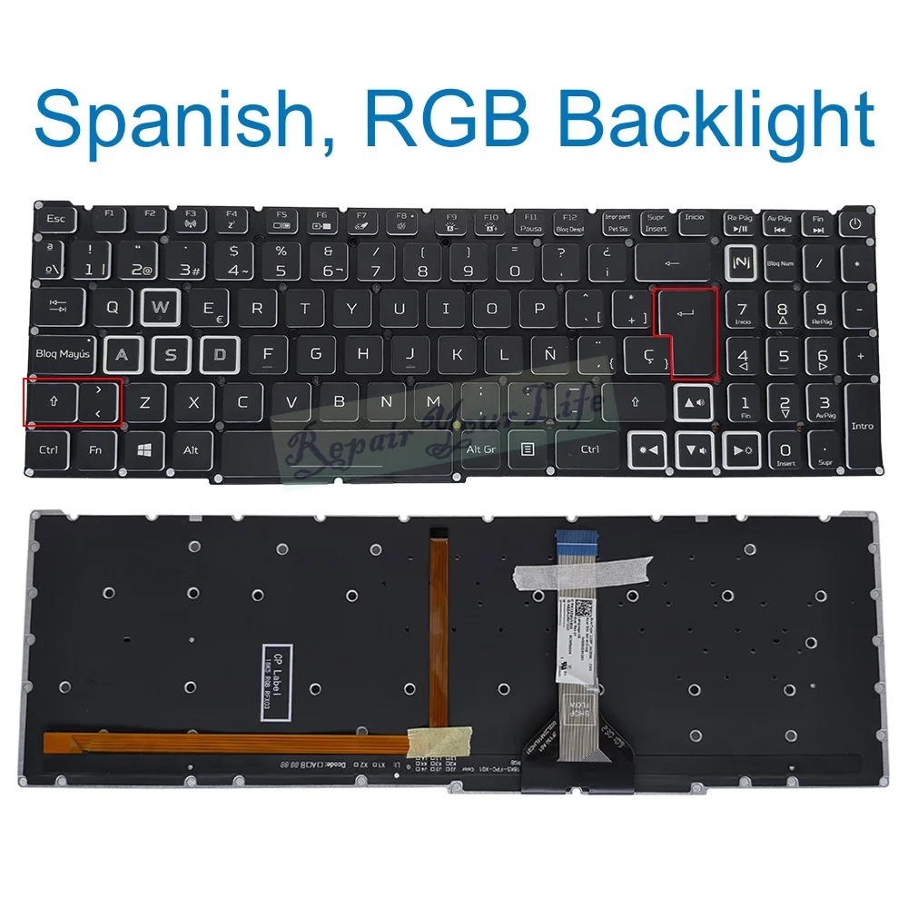 Teclado Retroiluminado com Rg5p-a52bwl para Acer Nitro An51557 59f7 73×5 An515-56 An51545 Lg5p-a52wl