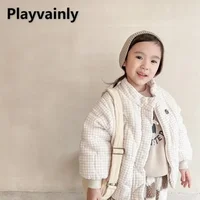 Hiver filles coton rembourré veste bébé polaire épaissir Beige café coton rembourré vêtements manteau enfants vêtements d'extérieur E 122662 1