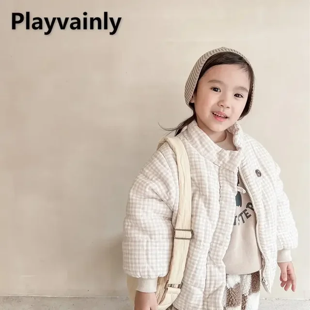 Hiver filles coton rembourré veste bébé polaire épaissir Beige café coton rembourré vêtements manteau enfants vêtements d'extérieur E 122662 1