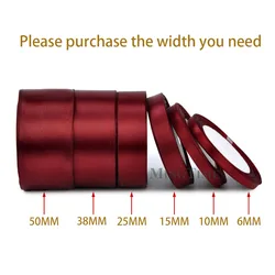 Elegant Burgundy Satin Ribbon for Crafting and Decoration - 25 Yards (Burgundy)