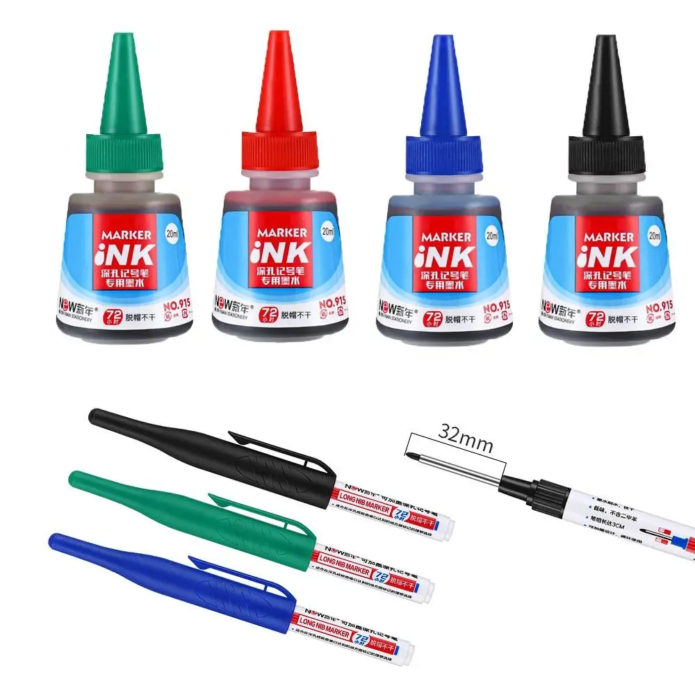 

3 Bottle/Set 20ml Long Head Markers Pen Refill Ink Marker Pen Black Red Blue 3 Colors Refill Ink Instantly Dry Ink