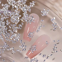 50Pcs Mini Rhombus Nail Rhinestones Flat Bottom AB Color Nail Art Crystal Gems Dazzling Manicure Tip 3D Nail Art Decoration 1