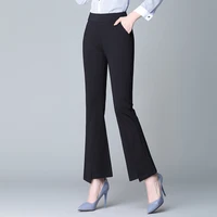 2025 Black Slim Stretch Flared Pants for Women in Spring and Autumn High Waist and Slim Flared Pants Thin Split Flared Pants in