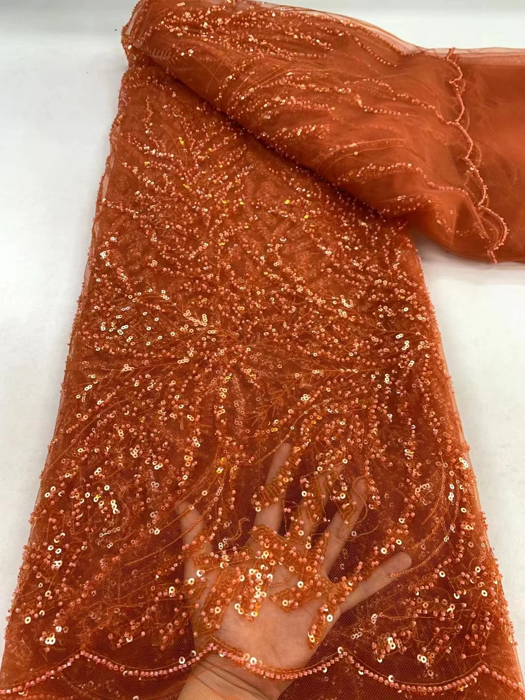 

Luxurious African Sequins Beads Groom Tulle lace Fabric 2024 High Quality Embroidery French Tulle Lace For Nigeiran Party Dress