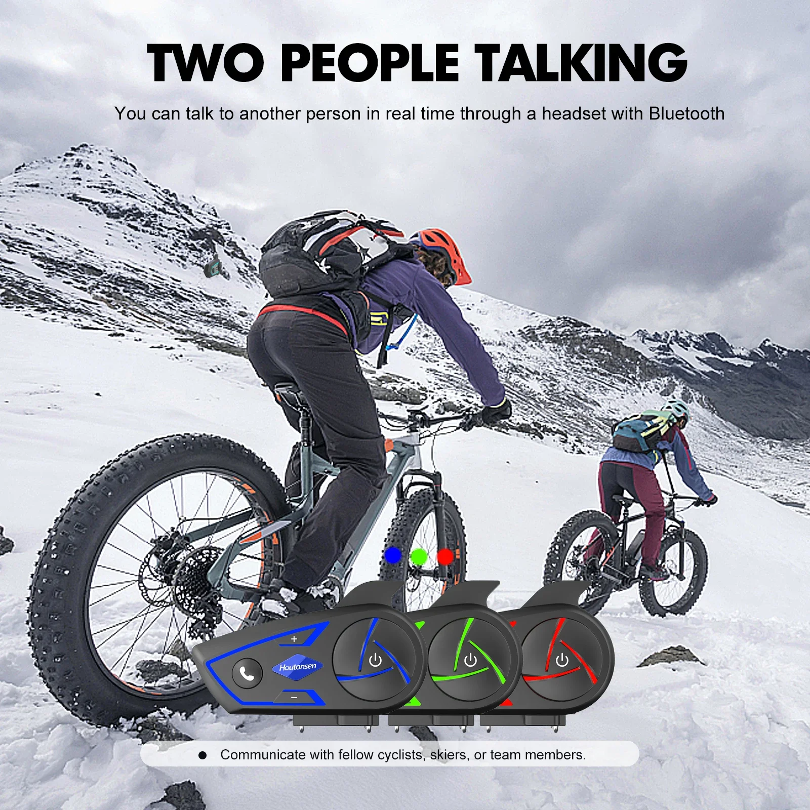 Houtonsen S3 Motorcycle Helmet Bluetooth Headset Intercom 2 Riders 1000M Communicator IP67 Waterproof Music Player Interphones