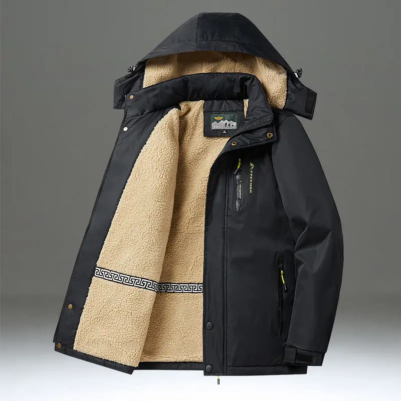 Hot Men's Winter Coat Parkas Sweatshirt With Zipper Hooded Jackets Coats Man Bomber Vintage Mens Windbreak Trekking Cold Knitted