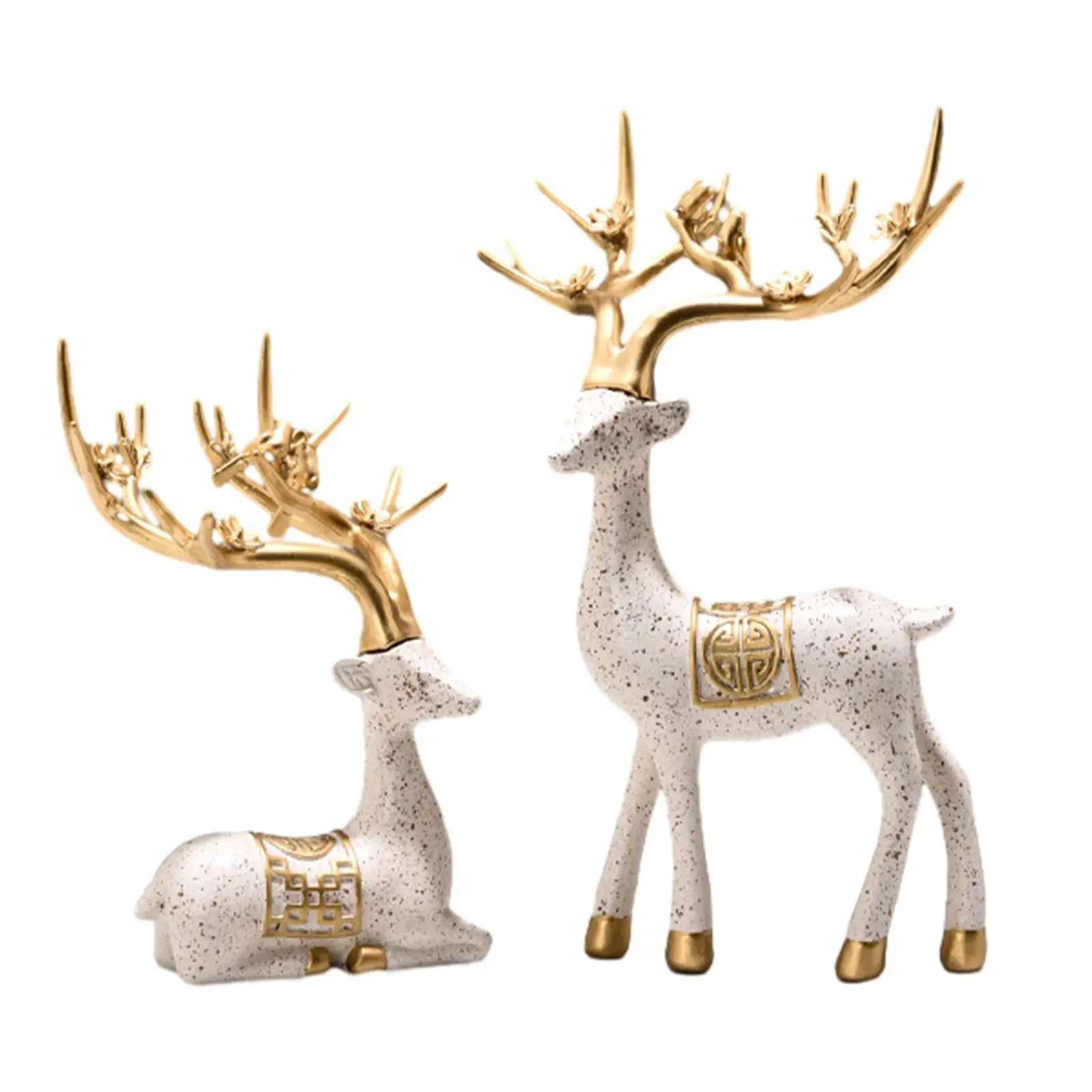 

2x Reindeer Figurines Creative Furnishing Deer Sculpture Elk Sculpture for Bedroom Living Room Bookshelf Decoration