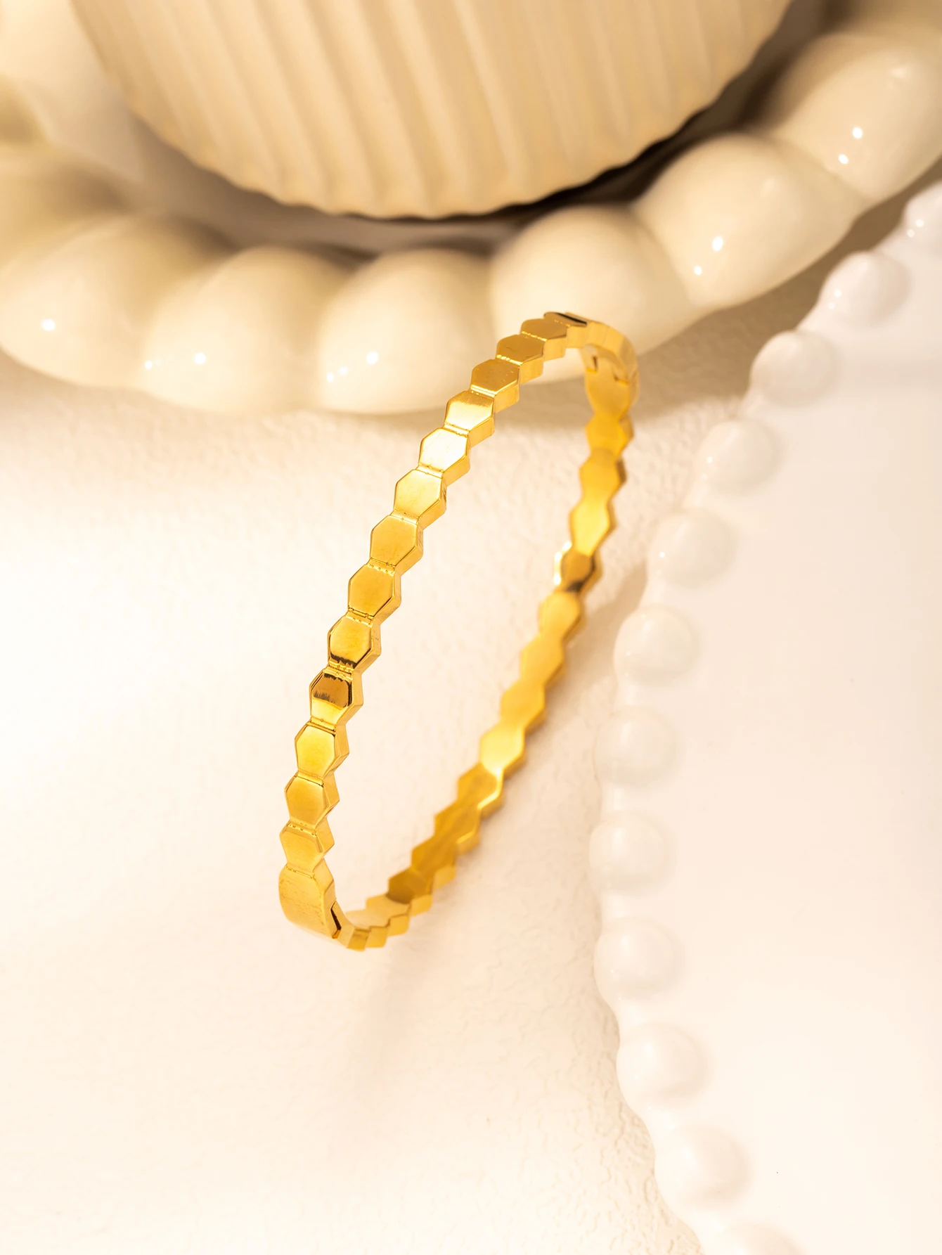 1PC Titanium Honeycomb  Steel Stainless Steel Zircon Gold Plated Bracelet with Classic and Simple Style Women's Daily Wear gift 2