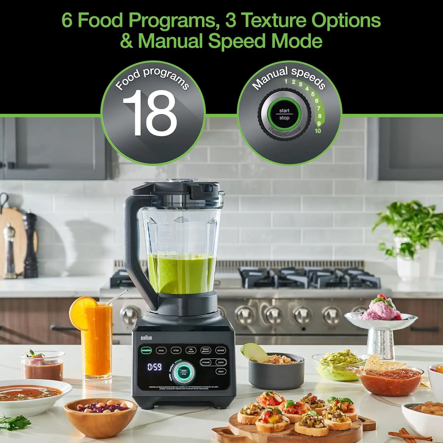 JB9040BK TriForce Power Blender 1600W, 68oz, iTexture Control,Black 2