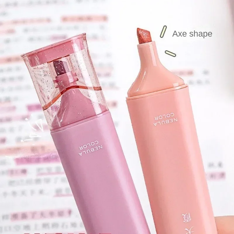 모란디 컬러 마커 글리터 하이라이터, 유연한 라인 너비 아트 페인팅 마커, 학생 문구 용품, 세트당 4 개