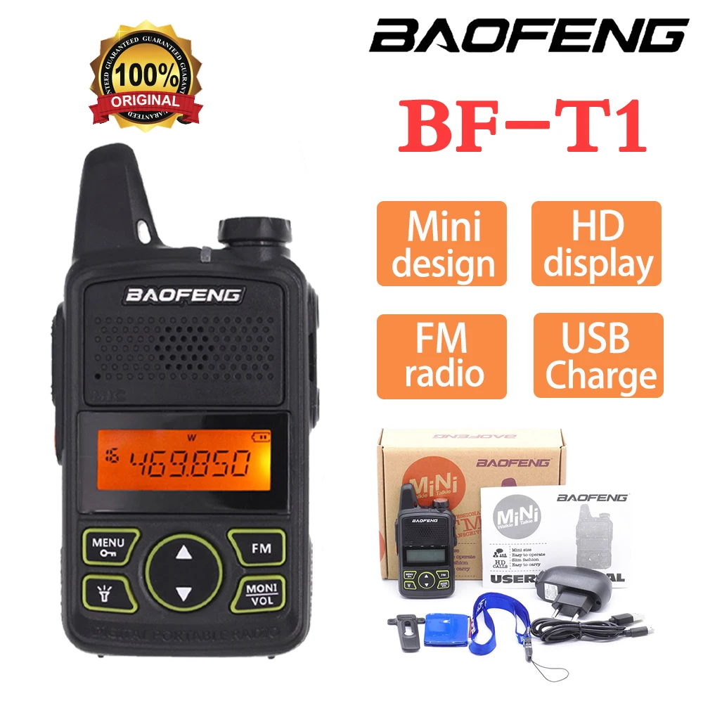 Baofeng BF-T1 Child Walkie Talkie Transceiver UHF 400-470MHz Amateur Two-way Radio For Kids Toy Kids Gifts for Boys Girls 1 2 3 4 5 6pcs baofeng bf t1 mini walkie talkie for child radio transceiver uhf 400 470 ham radio stations bf t1 kids toy gifts