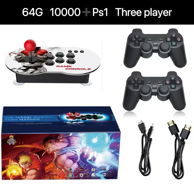 Video Game Consoles Dual Joystick Gameconsole 10000+ HD Games Support 4 Player Familygame Game Stick for PS1/GB/CPS/SFC/FC_voghion.com