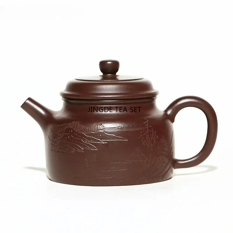 180ml Yixing purple clay teapot original ore hand-painted vermilion clay beauty tea filter exquisite tea set