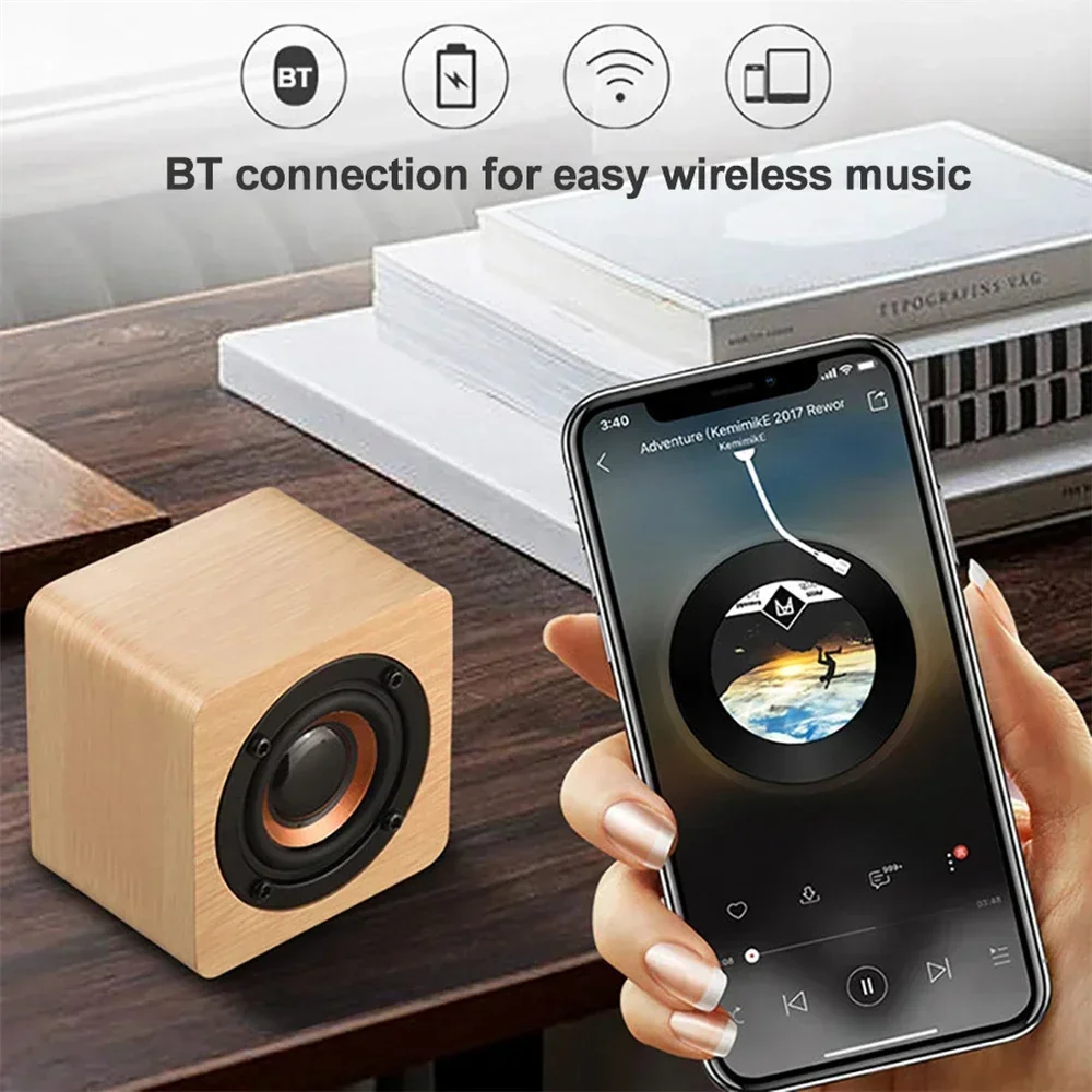 Speaker Bluetooth Wireless Subwoofer Stereo Powerful Bass Theater Sound Box HIFI Music Player For Phone Laptop PC Retro Wooden 2