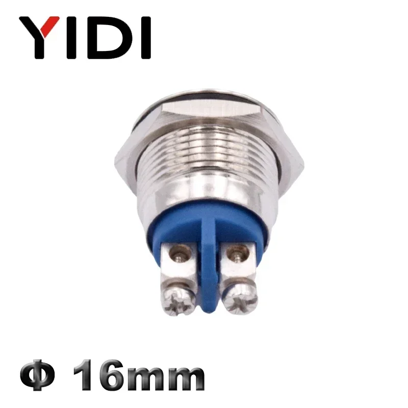 16mm 방수 크롬 금속 LED 표시 등 파일럿 신호 경고등 12V 24V 220V 빨간색 녹색 파란색 흰색 나사 고정 터미널