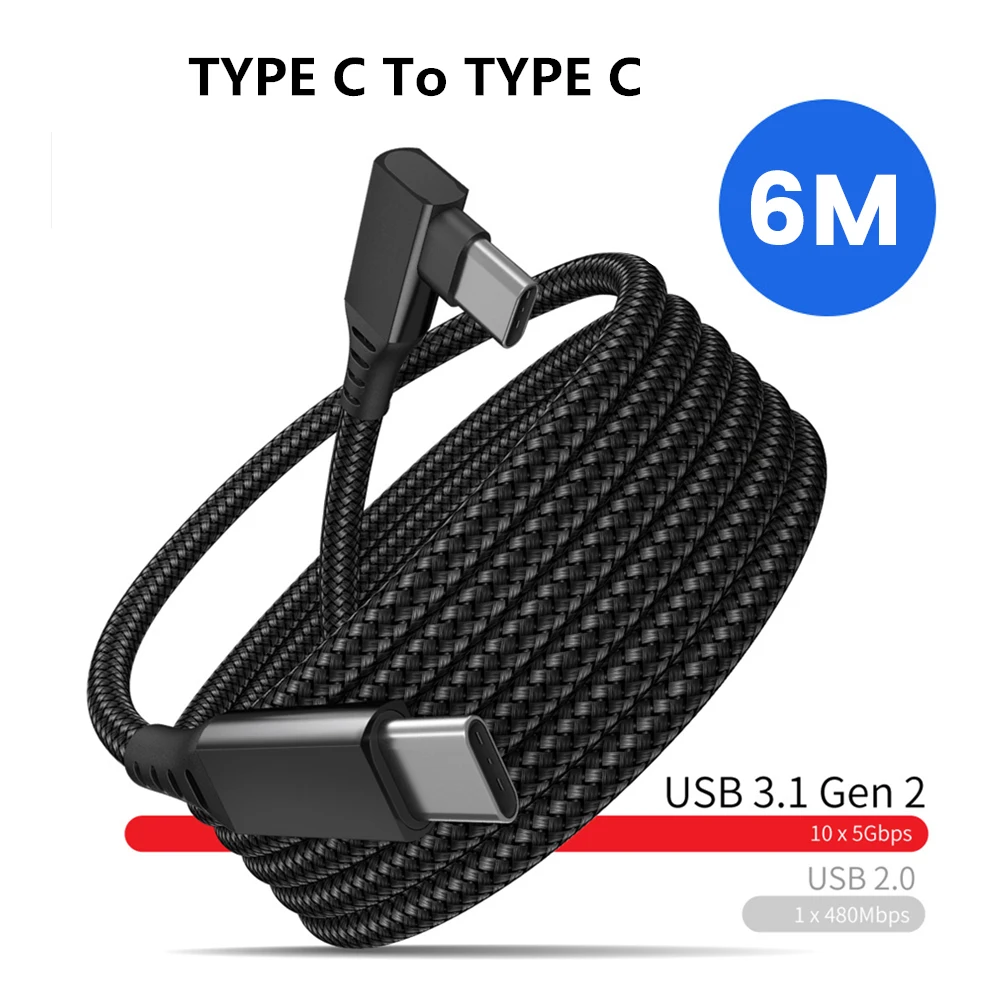 6M/5M Oculus Quest 1 Data Line Charging Cable For Oculus Quest 2 Link VR Data Transfer Cable USB-A Type-C VR Headset Accessories 