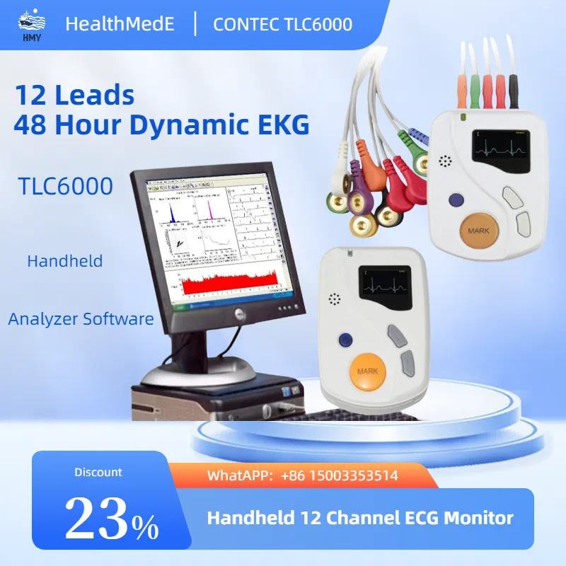 CONTEC TLC6000 ECG Holter Dynamic ECG / EKG Systems 12-lead 48-hour Record PC software