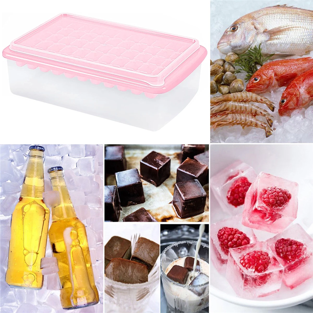 55/26 Grid Ice Cube Mold Tray Reusable Silicone Ice Ball Maker Kettle for Outdoor Travel Camping Iced Drinks Cube Container