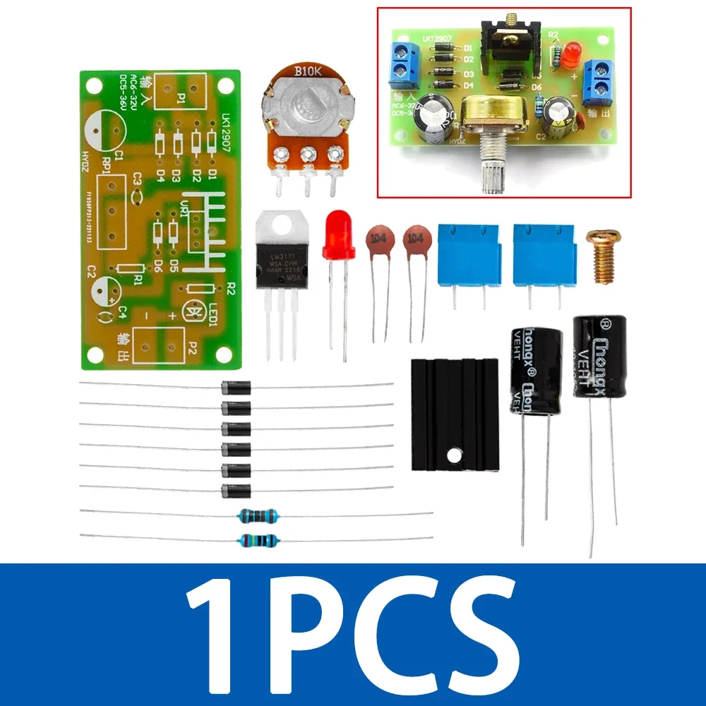 1~10PCS EGBO LM317 Adjustable Power Supply Kit Continuous Adjustable DC Power Supply DIY Teaching Training Parts