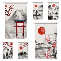 Japanese Style Ink Painting Door Curtain Tradition Retro Fuji Mountain Cherry Blossom Bedroom Partition Kithchen Divider Curtain 1