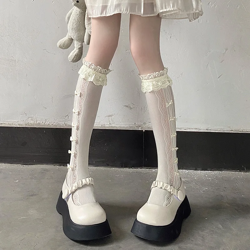 Style japonais JK dentelle mollet chaussettes pour femmes