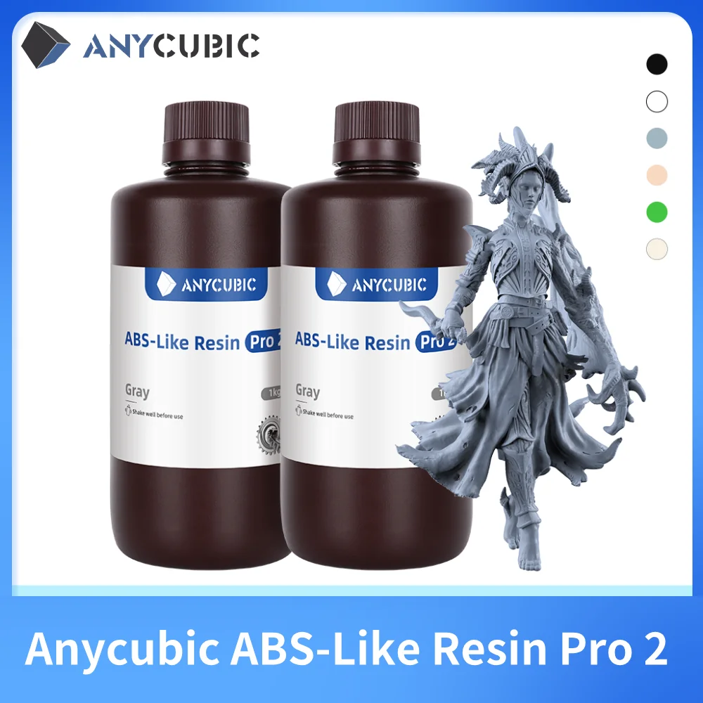 Модернизированная полимерная смола для 3D-принтера ANYCUBIC ABS Pro 2, твердость и прочность 405 нм, стандартная Фотополимерная смола для УФ-отверждения для ЖК-экрана